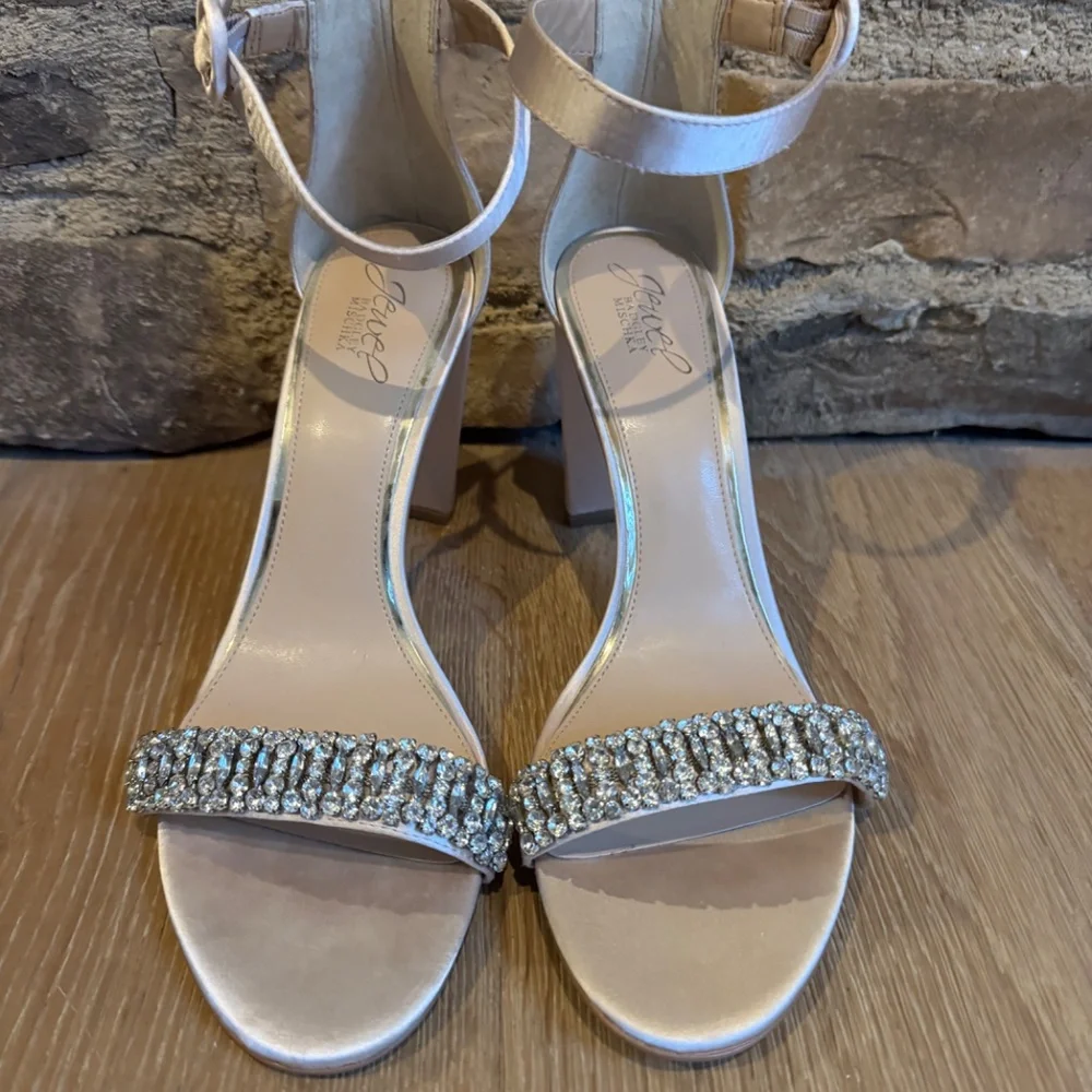 Jewel Badgley Mischka Jameson Sandal  Satin Embellished Women's Sz11 Price Firm!